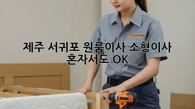 제주 서귀포 원룸이사, 소형이사 혼자서도 OK!